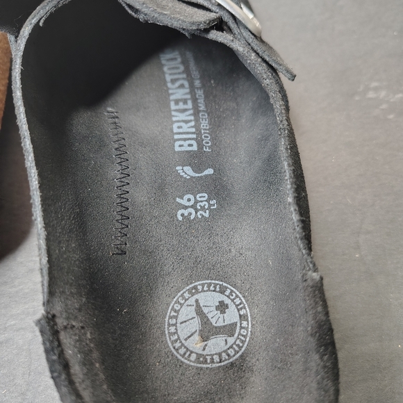 Birkenstock Buckley Mule Clog Sandals Women's Size 36 Black Suede Moc Toe - Picture 9 of 11